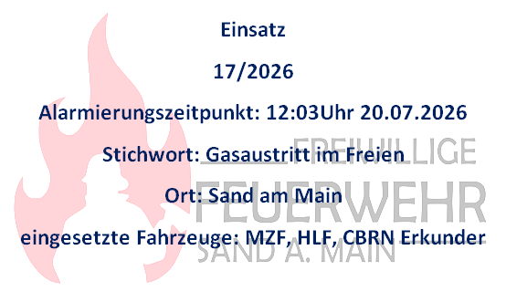 Einsatz 20.07.2026 ABC 1 Gasaustritt im Freien Einsatz 20.07.2026 ABC 1 Gasaustritt im Freien